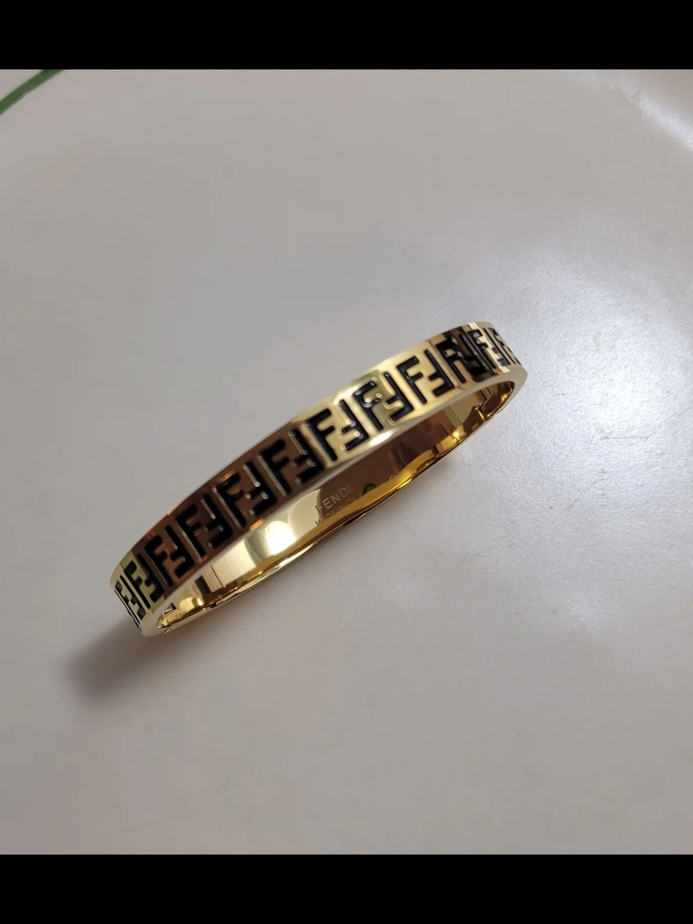 Gold-Tone Designer Logo Bangle Bracelet - Men Accessories